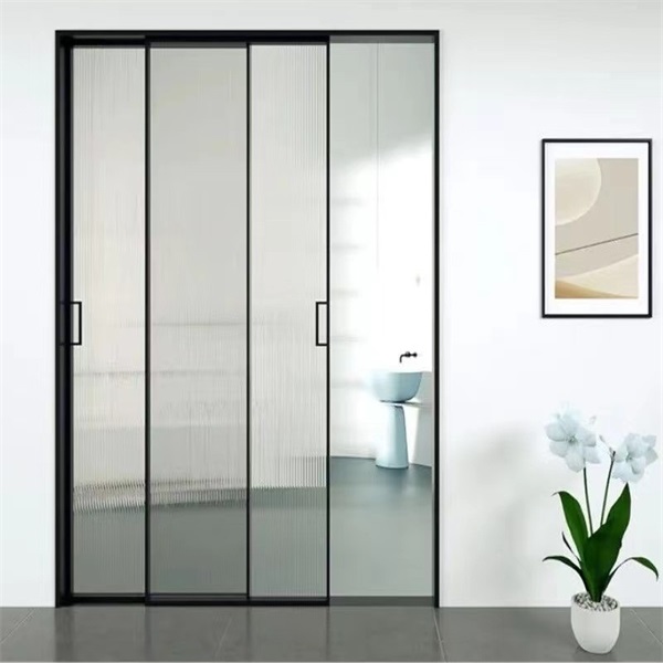 The extremely narrow frame titanium magnesium aluminum alloy sliding door shrinks to one-third of its original length