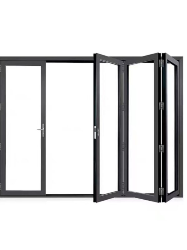 Temporary store door aluminum alloy folding sliding door tempered glass heavy-duty aluminum alloy